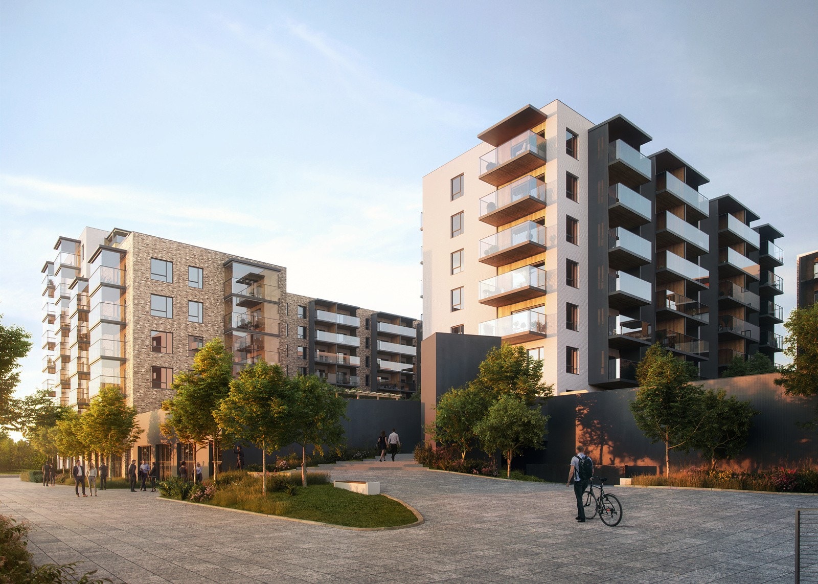 Saga Terrasse - moderne fasader og flott arkitektur. Kun ment som illustrasjon. Galleribilde