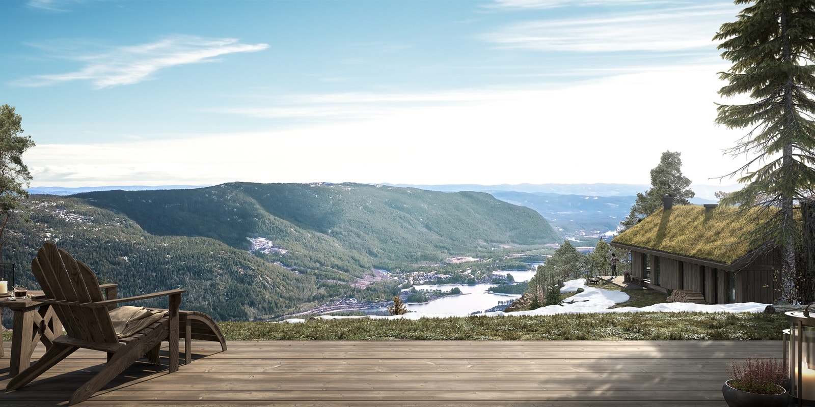 Mange tomter med spektakulær utsikt. 3D illustrasjon Galleribilde