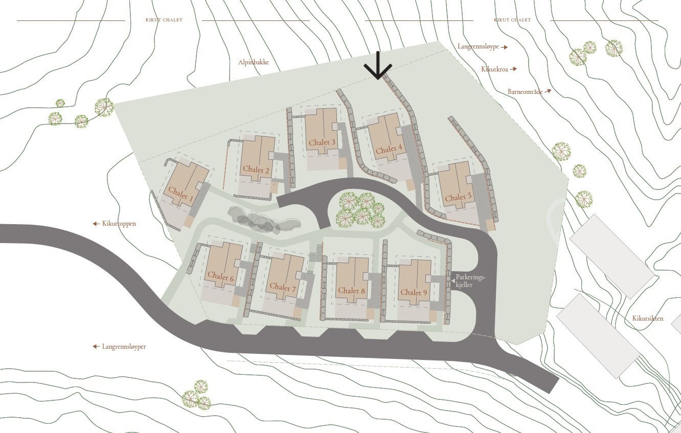 Chaleten som videreselges er markert på bildet. Galleribilde