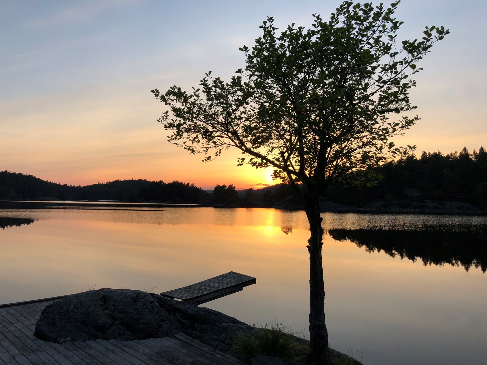 Skarvann i solnedgang (25gr i vannet) Galleribilde