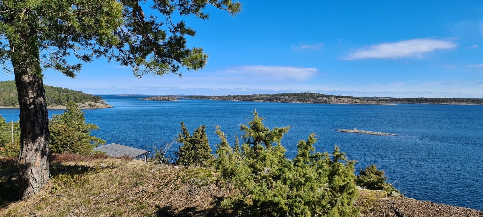 Kyststien, utsikt mot øst.
Øst for tomten går du rett inn store friarealer , et virvar av flotte stier og med kyststien ytterst mot øst. Galleribilde