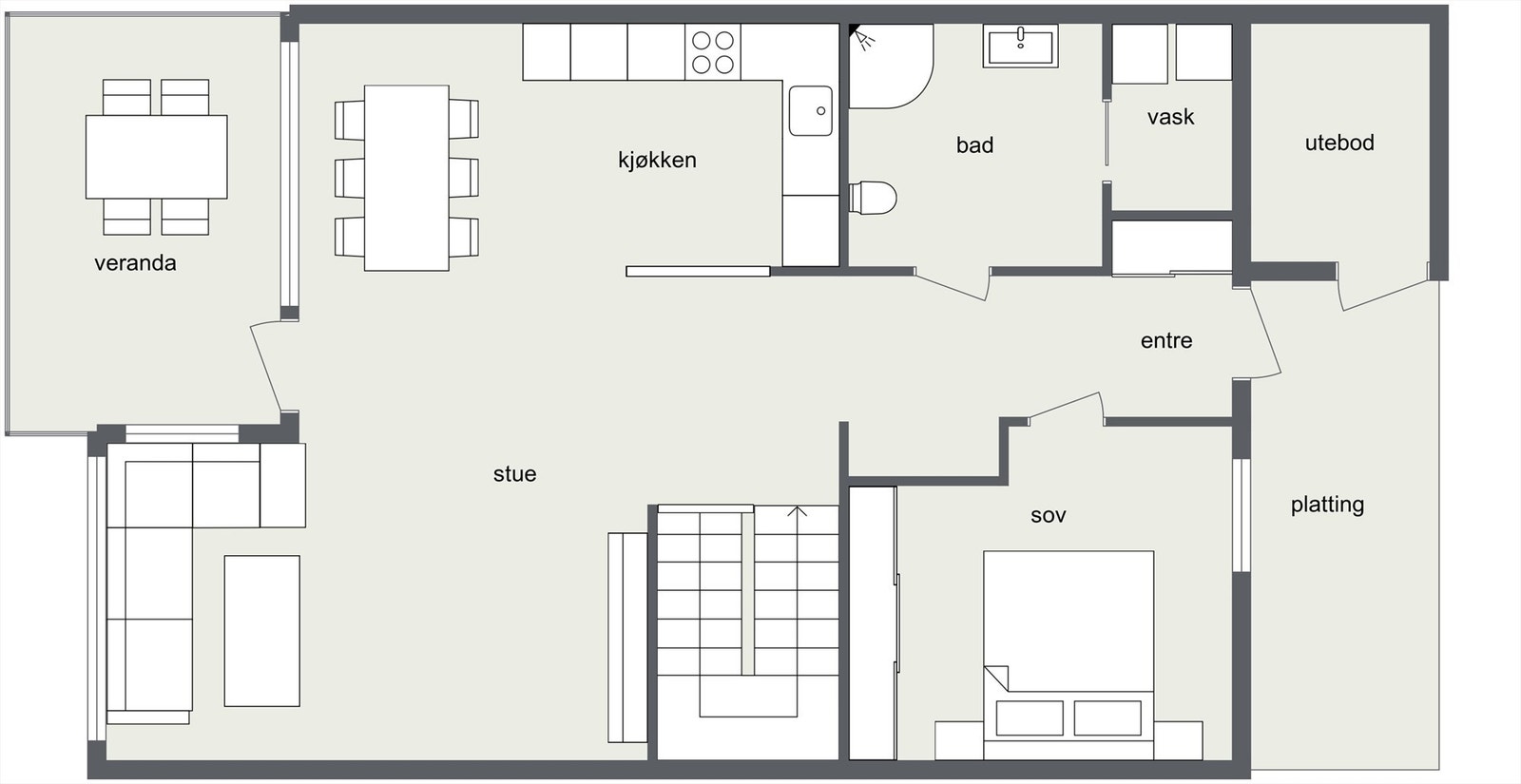 Plantegning første etasje. Galleribilde