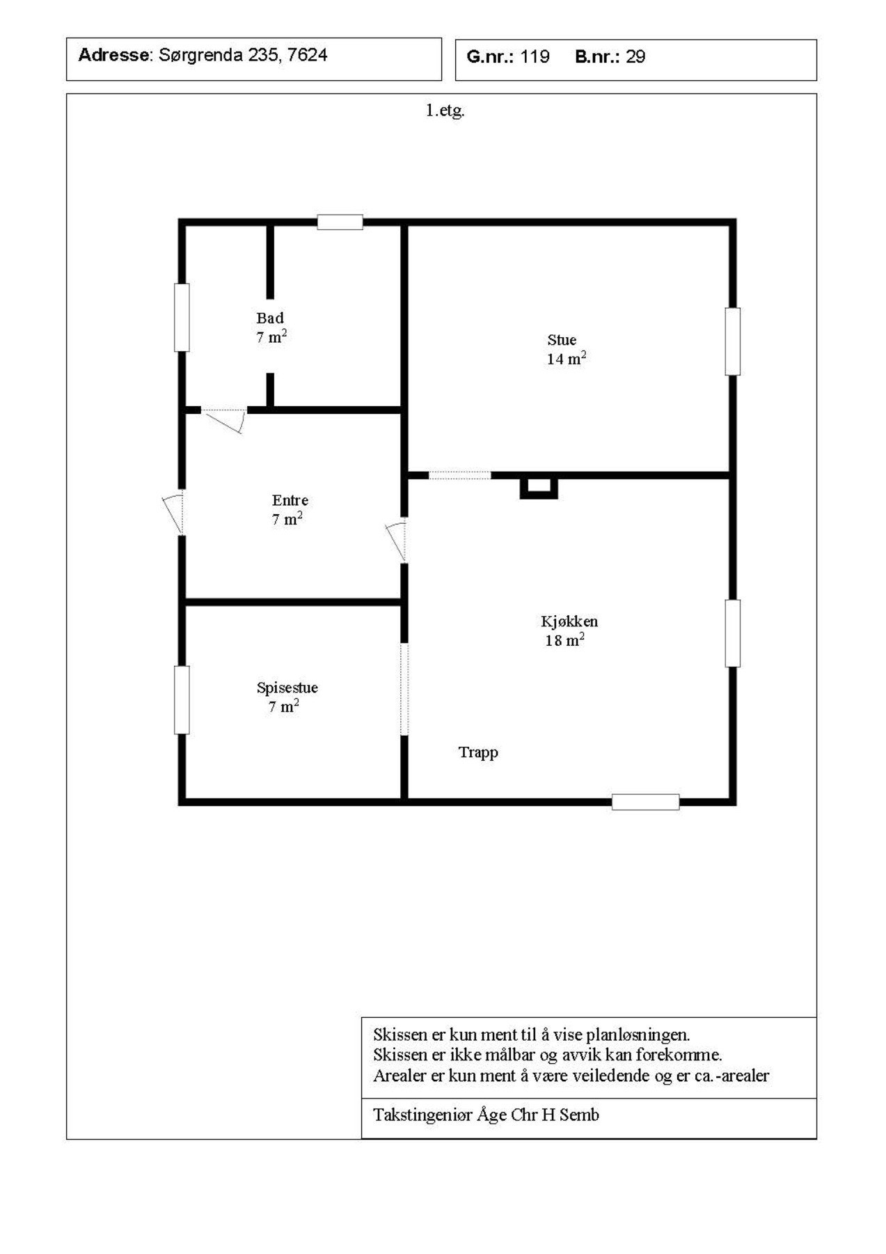Planskisse 1. etg. Galleribilde