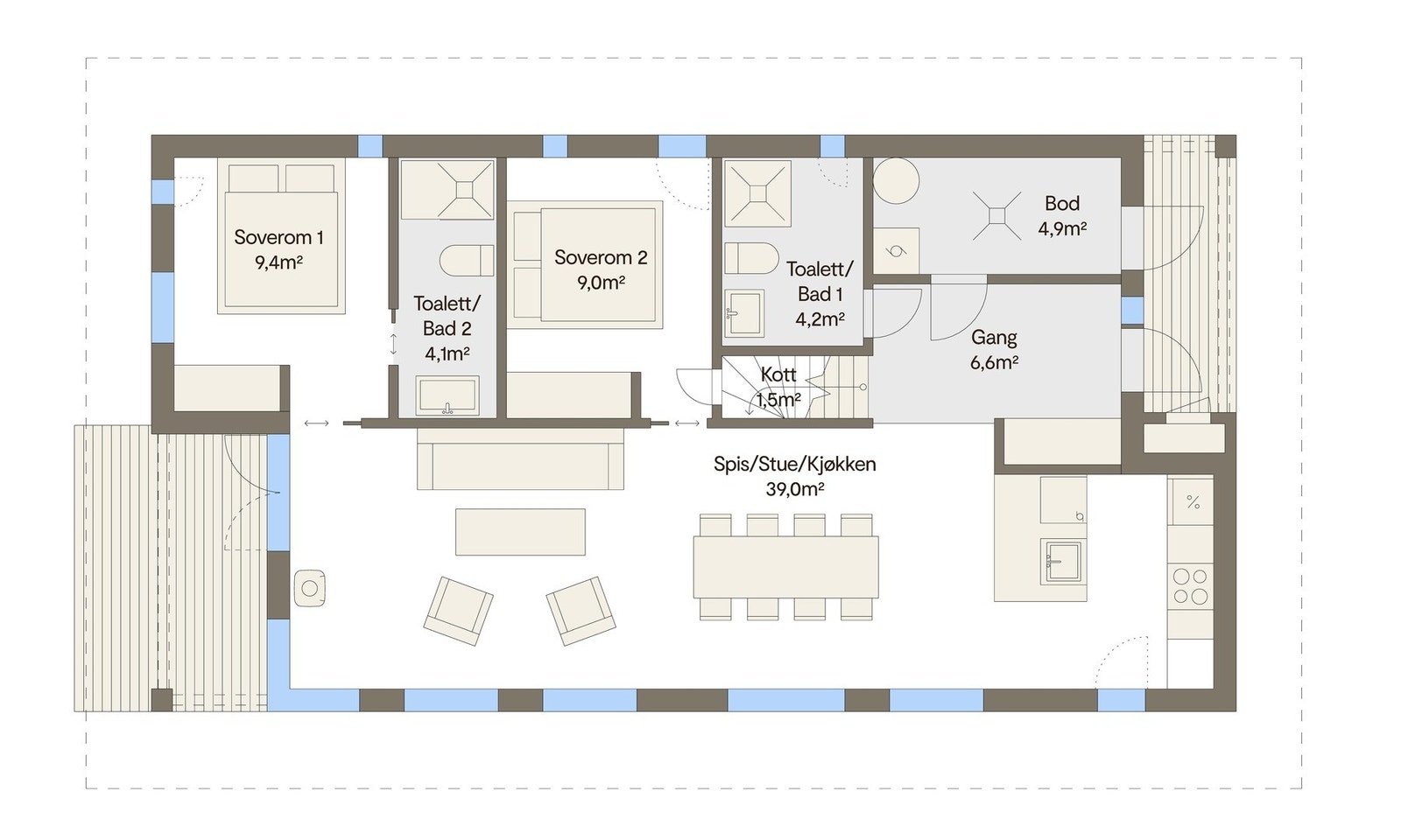 Planløsning Vy 23ATHS med sideinngang Galleribilde