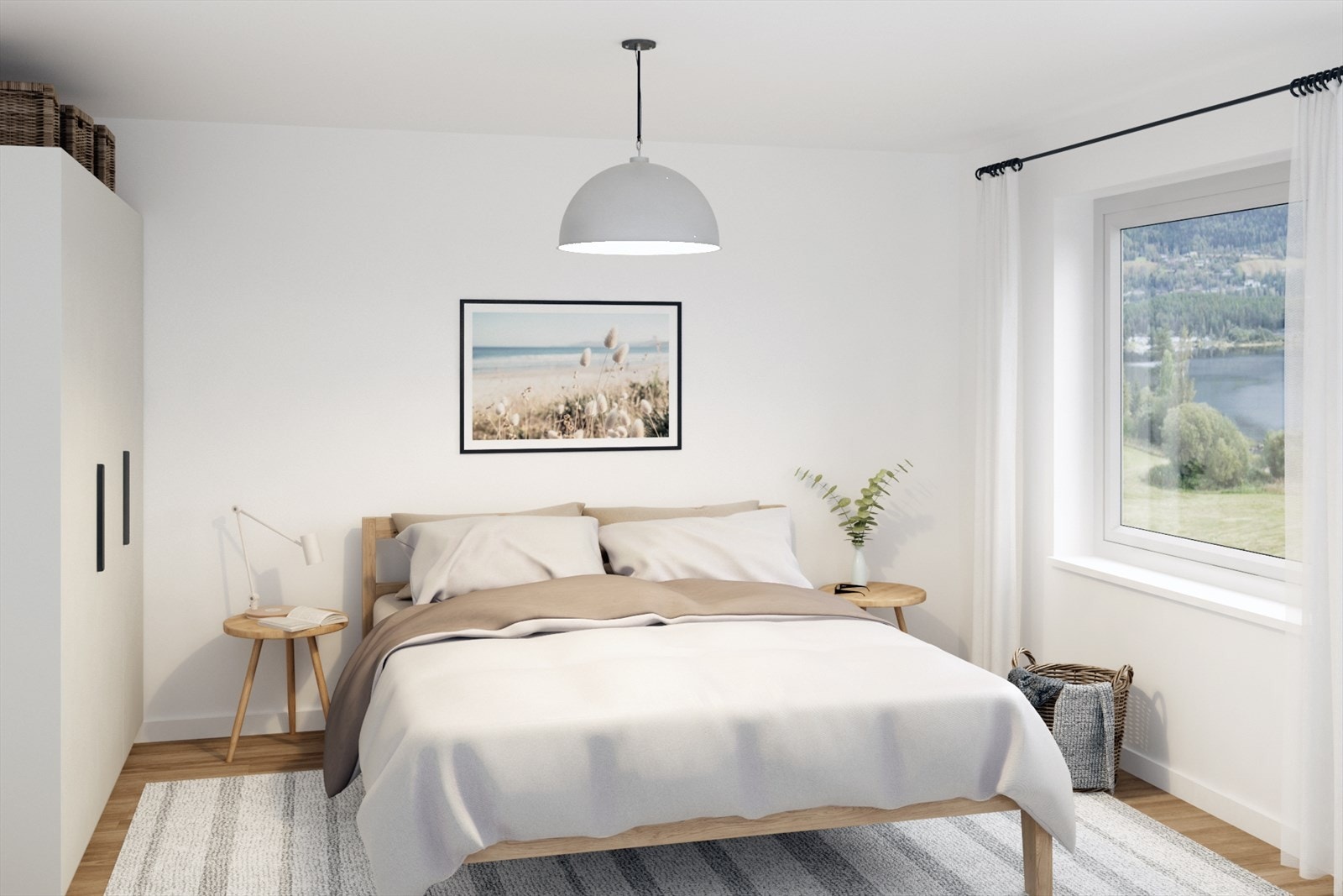 Boligen har 4 soverom og 2 bad.Fjordsikt illustrert i lyse farger.(Bildet er kun ment som generell illustrasjon og vil avvike fra de ulike boligene). Galleribilde