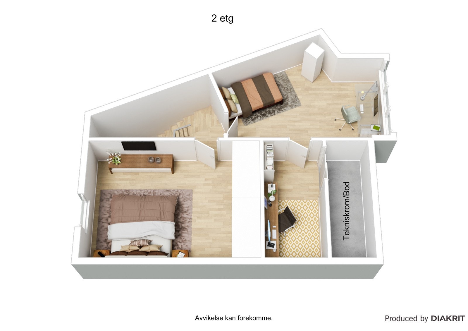 3D Plantegning 2. etg Galleribilde