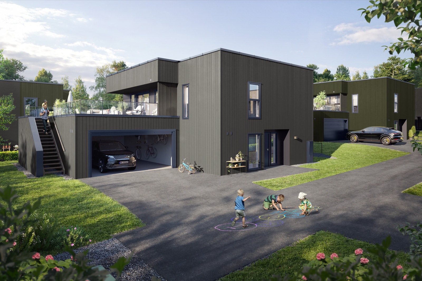 Boligtype A - Samtlige eneboliger kommer med dobbeltgarasje og praktiske sportsboder, Galleribilde