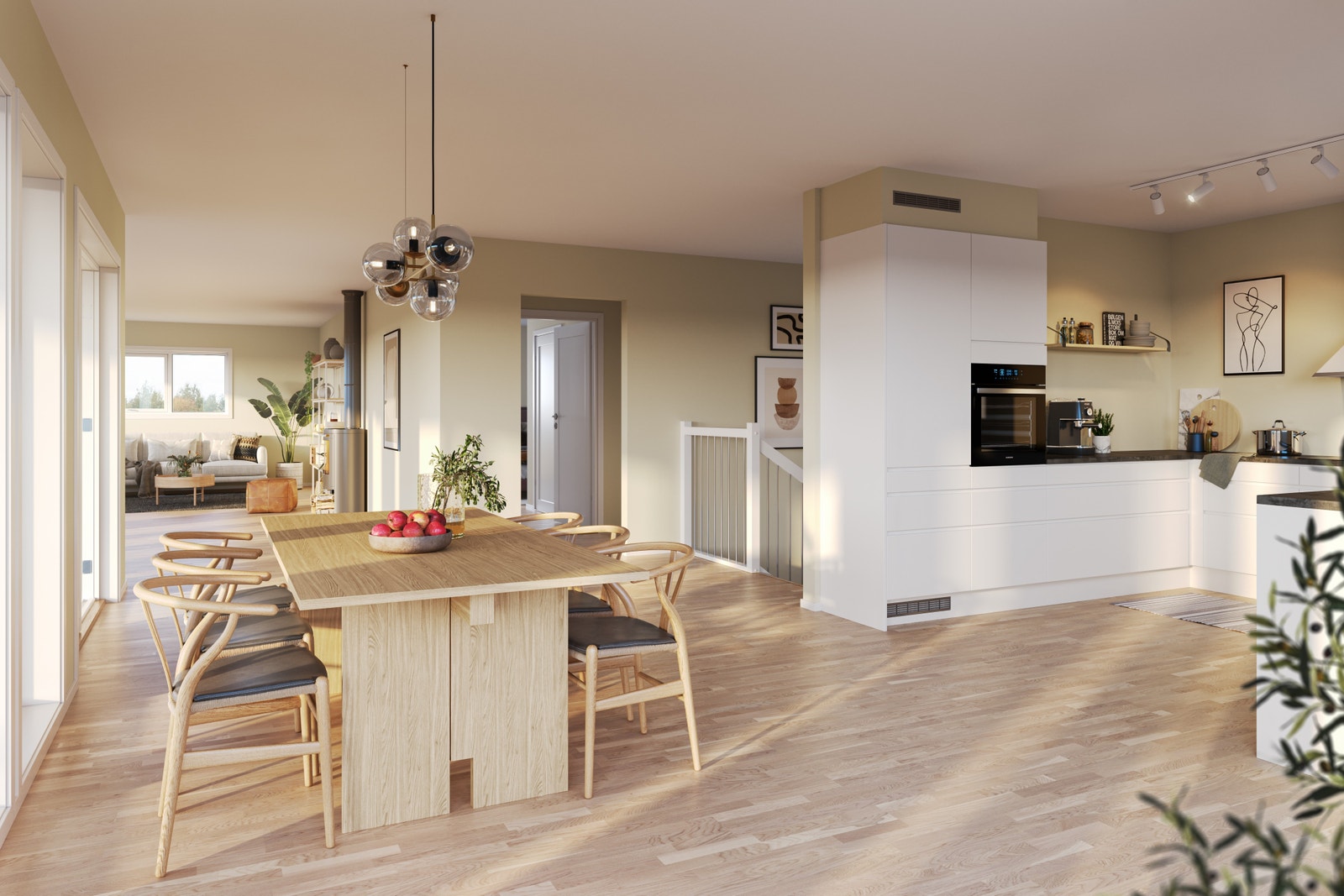 Stort kjøkken med god plass til spisebord Galleribilde