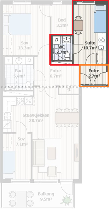 planløsning - hybelleilighet Galleribilde