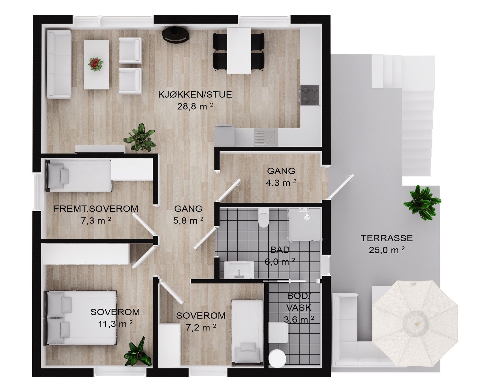 Plantegning leiligheter 2-etasje Galleribilde