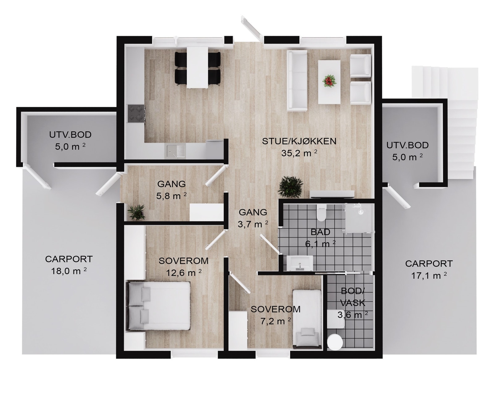Plantegning leiligheter 1-etasje Galleribilde
