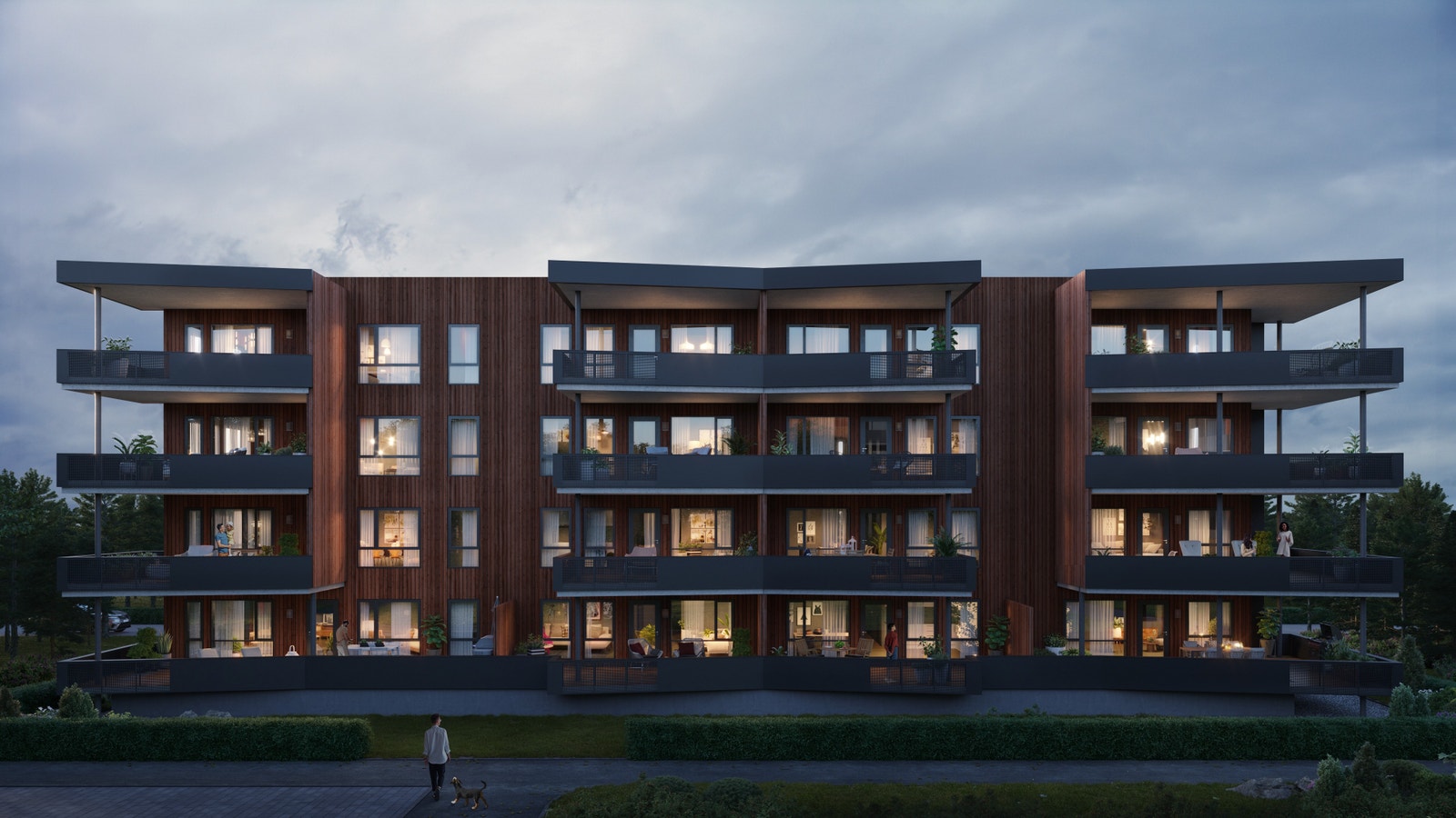 Siste byggetrinn i salgssuksessen Kroken Hage består av 16 lekre leiligheter fordelt på 4 etasjer. Galleribilde