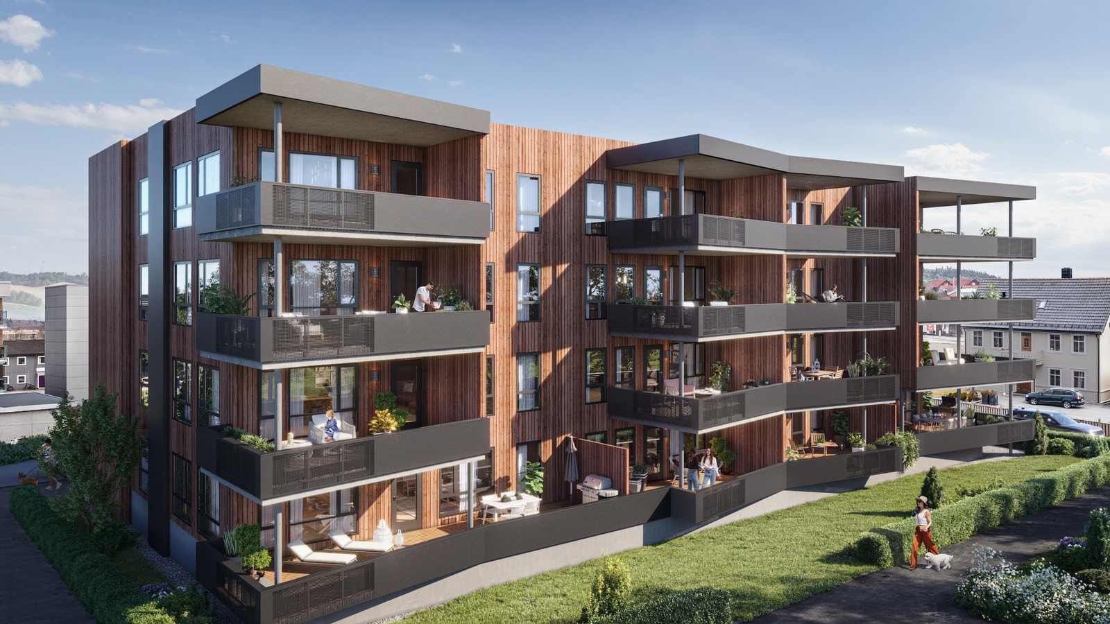 Utmerket beliggenhet midt i sentrum, samtidig skjermet og tilbaketrukket med et fantastisk hageanlegg felles for beboerne. Galleribilde