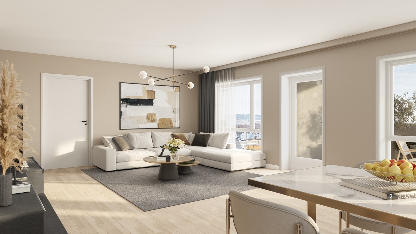 Luft til vannbåren gulvvarme og varmtvann er inkludert i månedlige felleskostnader. Galleribilde