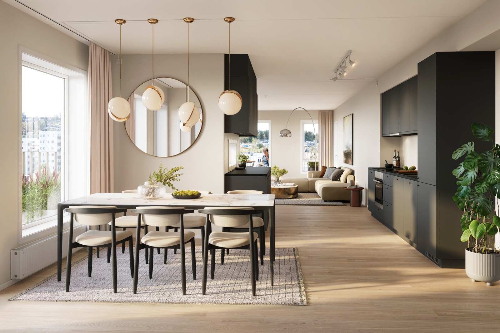 INT01- ByggA-9001- stue- kjøkken Galleribilde