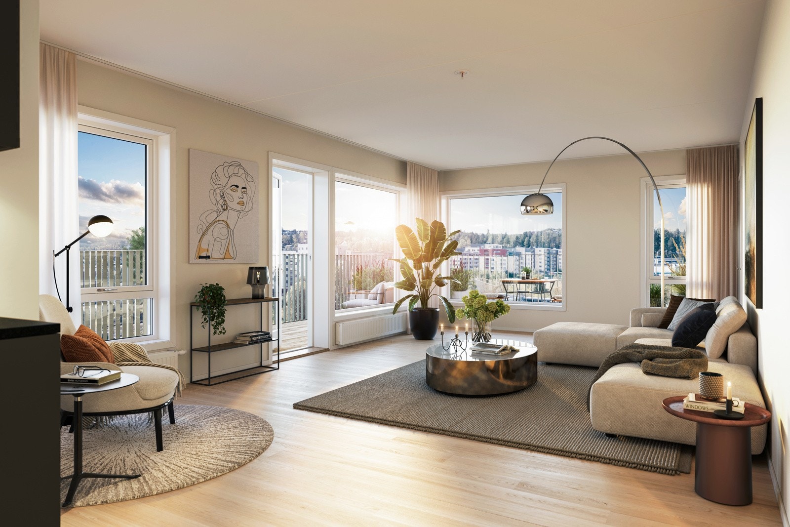 INT02- ByggA-9001- stue mot balkong Galleribilde