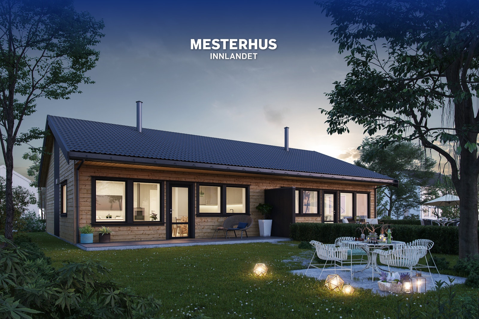 Her kan du nyte de lange sommerkveldene.
3D illustrasjon. Galleribilde