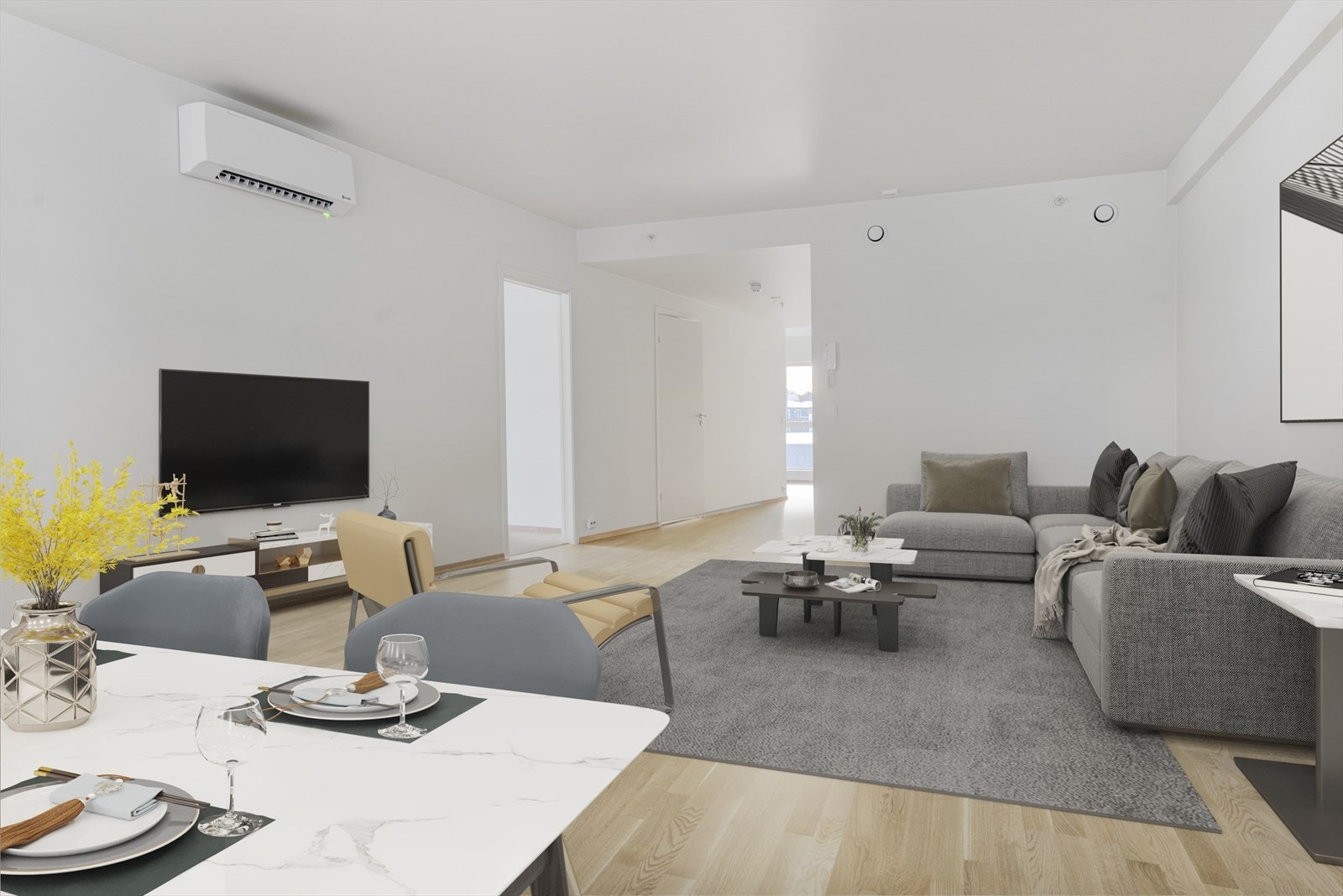 Stue med digital styling. Galleribilde