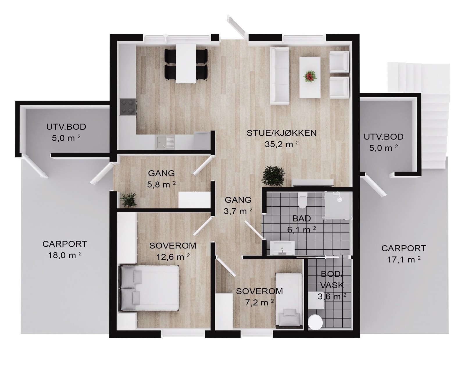 Plantegning leilighet 1-etasje Galleribilde