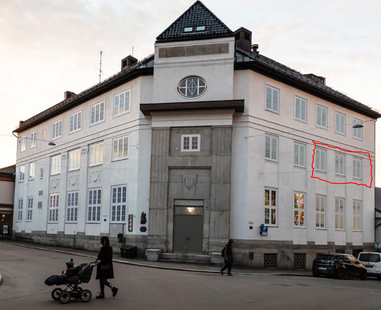 Plassering av leilighet mot Møllergaten merket rødt Galleribilde