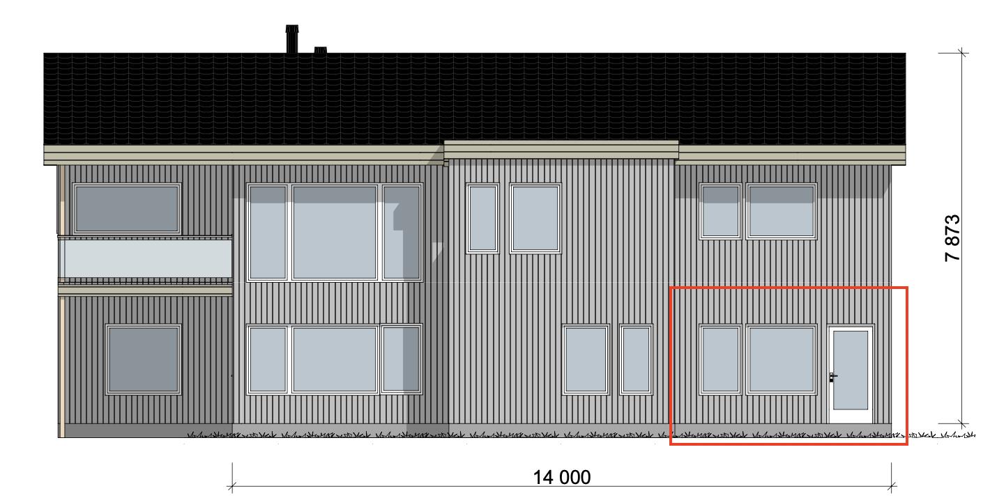 Fasade sett fra sør mot nord Galleribilde