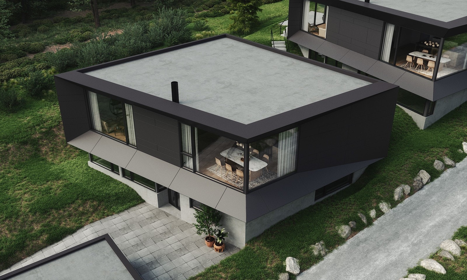 Illustrasjonsbilde - kan avvike fra faktisk leveranse. Omkringliggende bebyggelse er ikke tegnet inn på denne 3D-tegning. Galleribilde