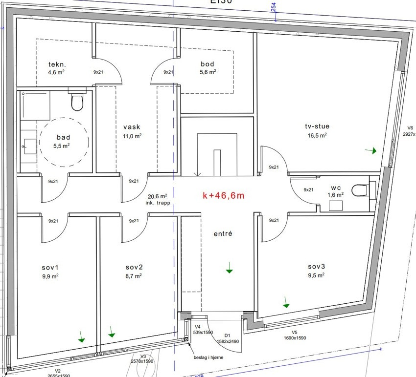 Plantegning første etasje - bolig B Galleribilde