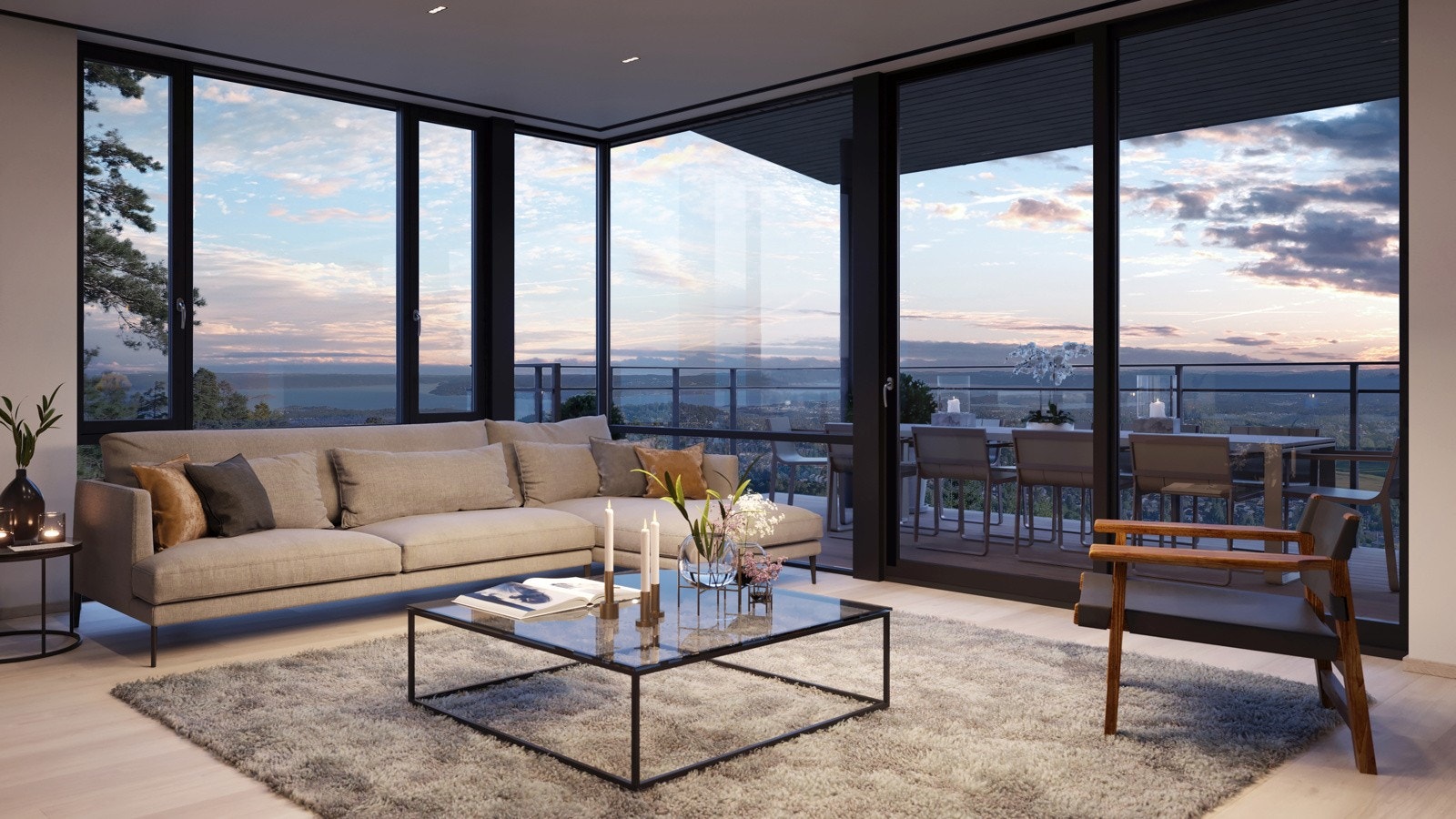 Jerpefaret 12 ligger på vestre side av Holmenkollåsen med utsikt over Oslo Golfklubb, Sørekdalen, Oslo by- og fjorden Galleribilde