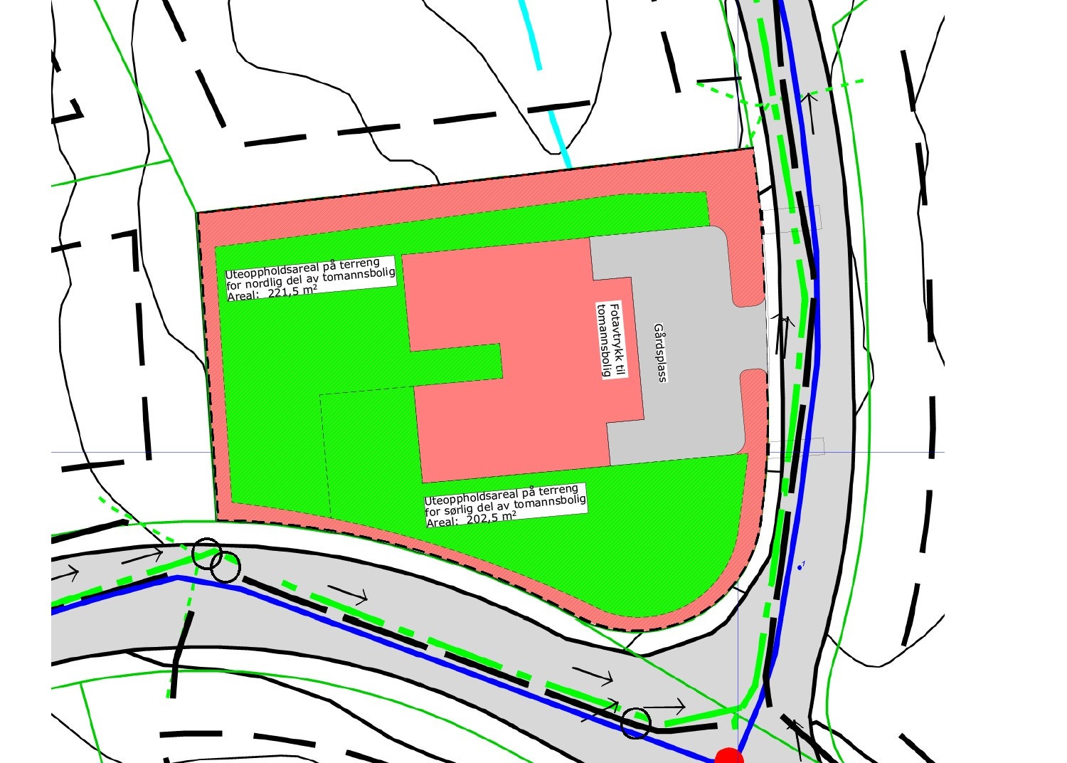 Uteoppholdsareal nordlig del (2b), areal: 221,5 m2 Galleribilde