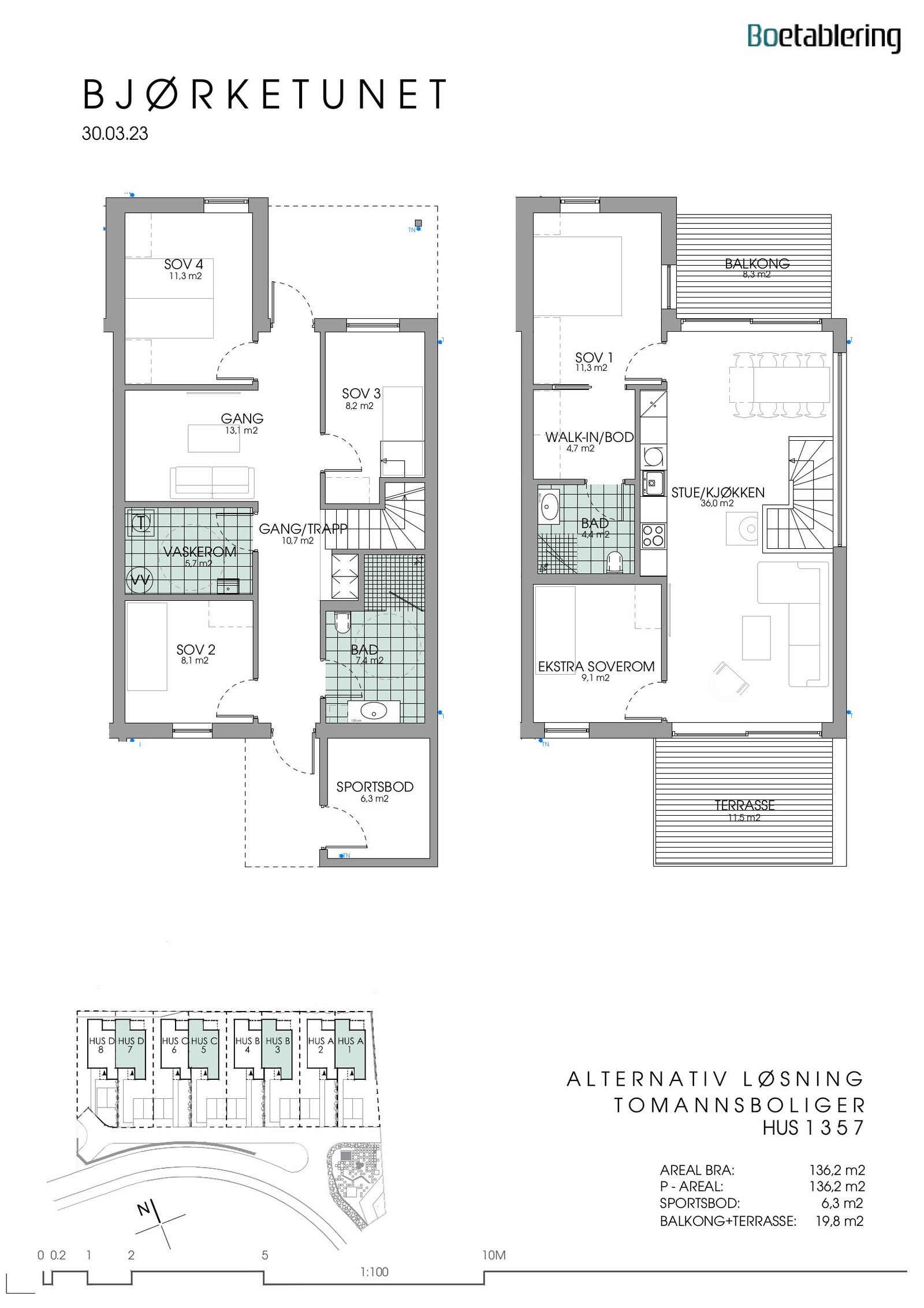 Alternativ planløsning - med mulighet for 5 soverom - Tilvalg og prises på forespørsel. Galleribilde