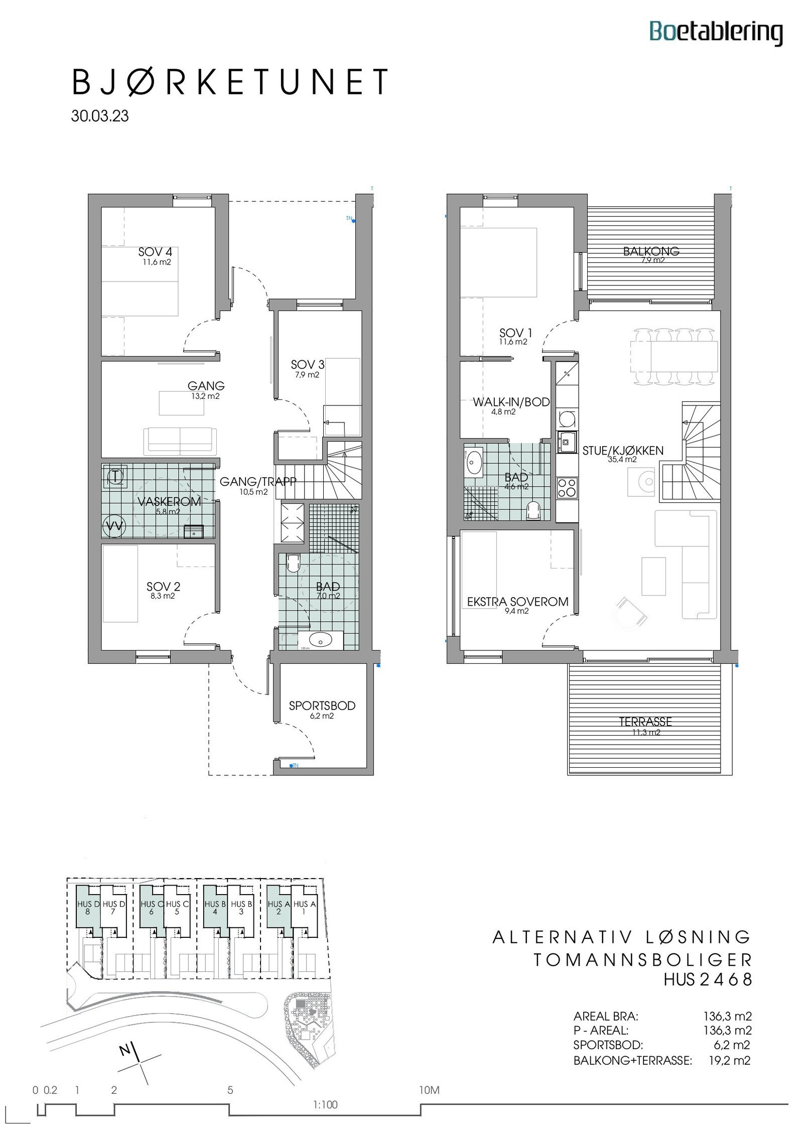 Alternativ planløsning - med mulighet for 5 soverom - Tilvalg og prises på forespørsel. Galleribilde