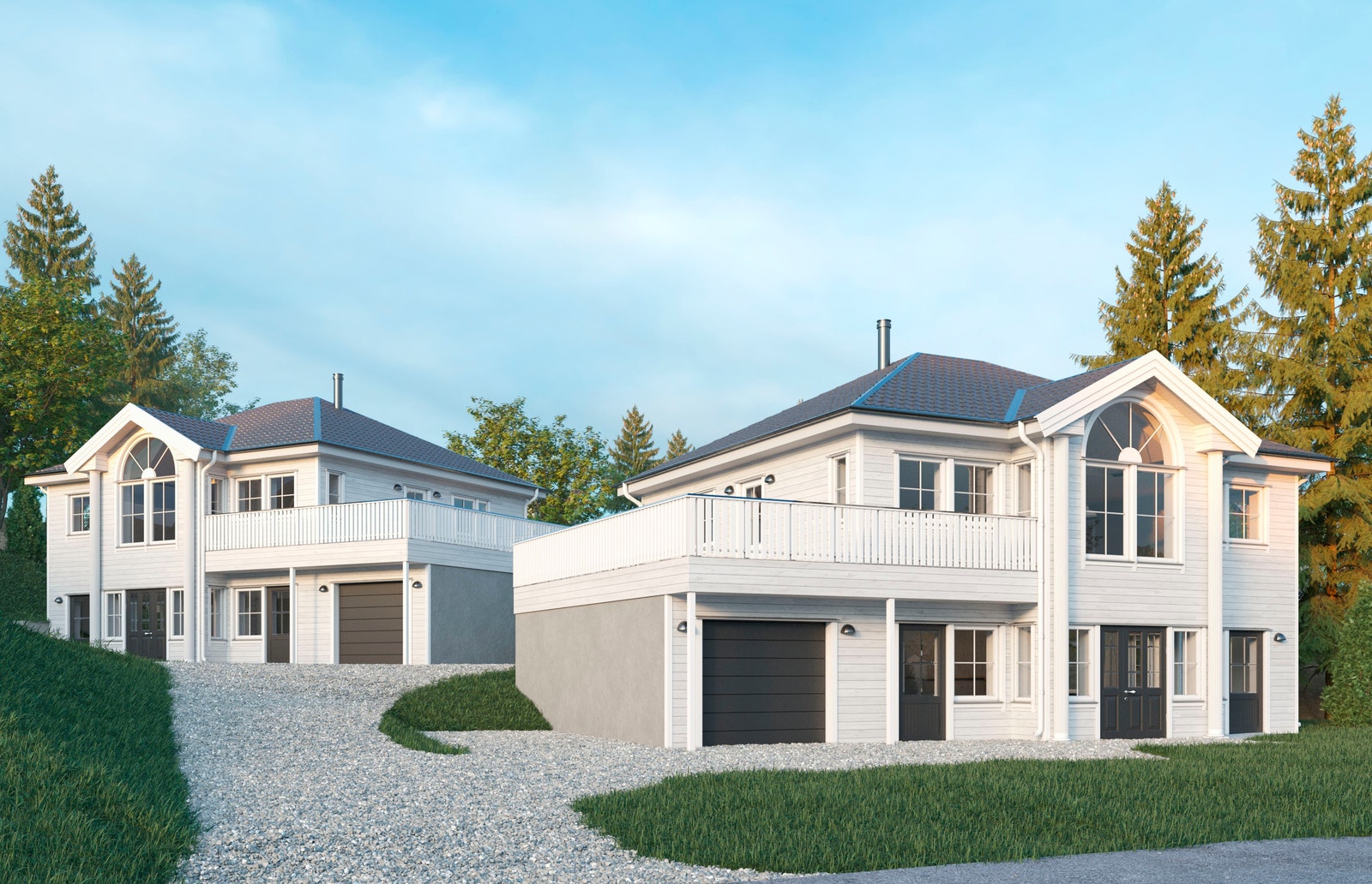 Herskapelige og store eneboliger som kommer for salg! Beliggende innerst i en rolig blindvei. Estimert ferdigstillelse Q2 2025. Galleribilde