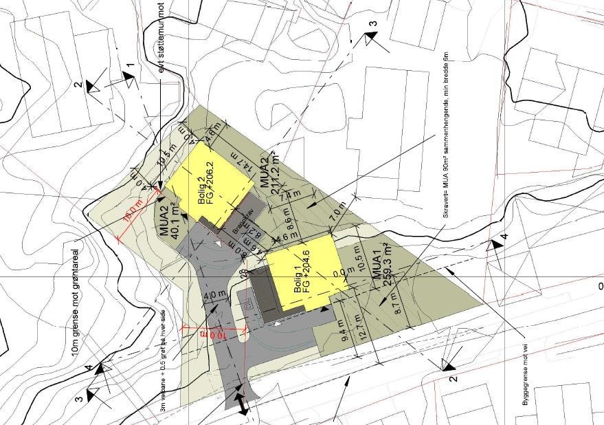 Tomten er på hele 1 366,6 kvm. og blir fordelt på 2 eneboliger. Galleribilde
