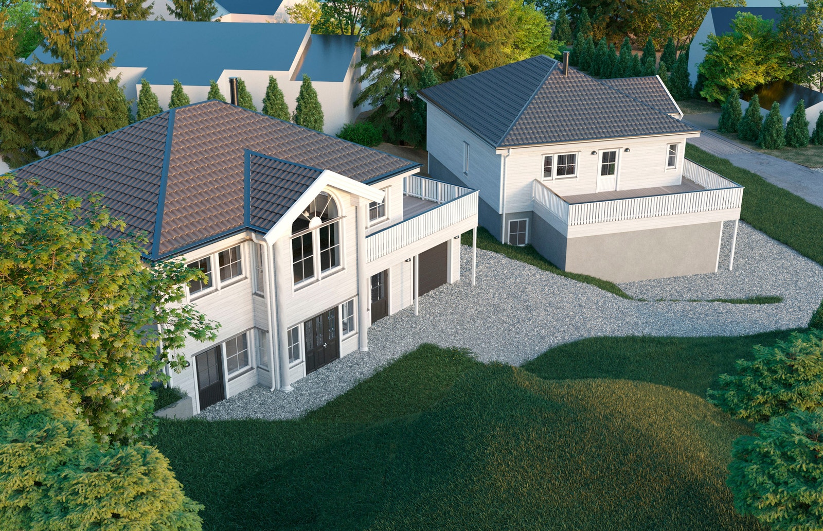 Hus 2 vil få et areal på ca. 213 kvm. Begge boligene vil ha solrike balkonger på rundt 35 kvm. Galleribilde