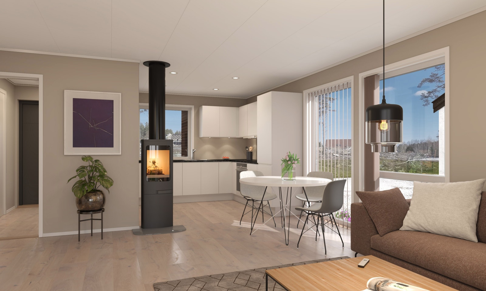 Illustrasjon av stue/kjøkken Galleribilde