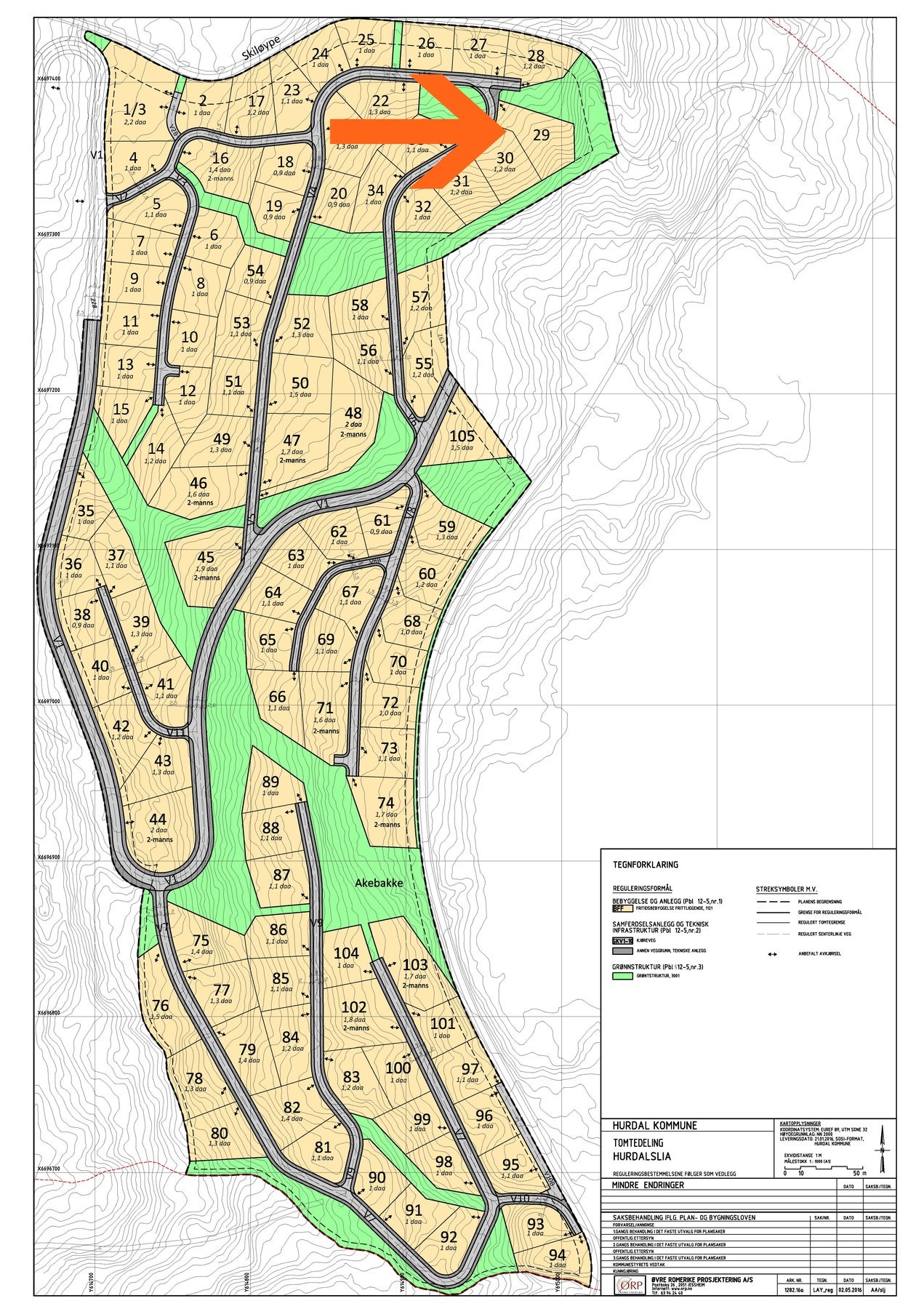 Situasjonskart med tomt 29 markert Galleribilde