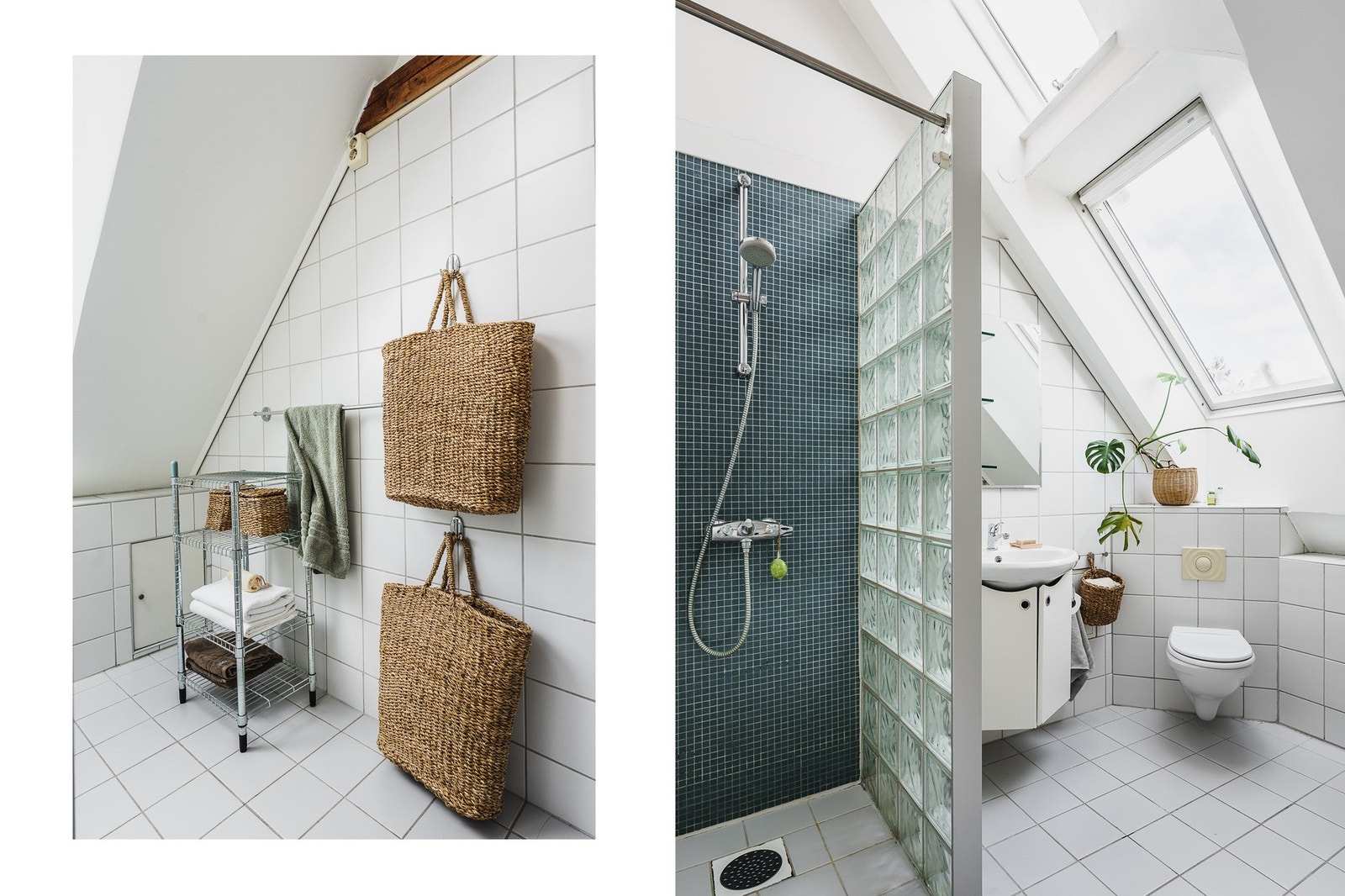 Lyst og delikat baderom med flislagte overflater. Galleribilde