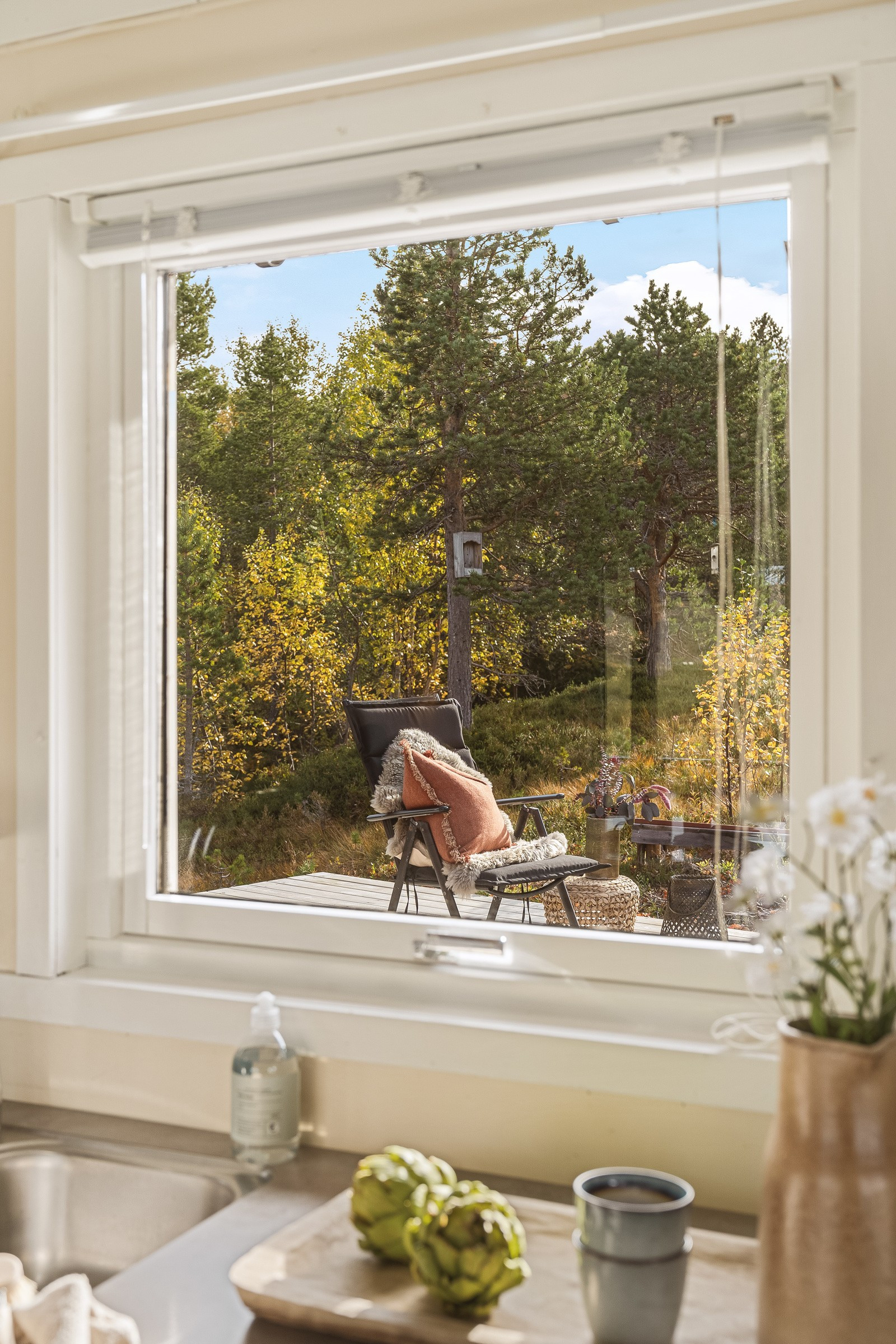 Også her trekkes naturen inn i hytta