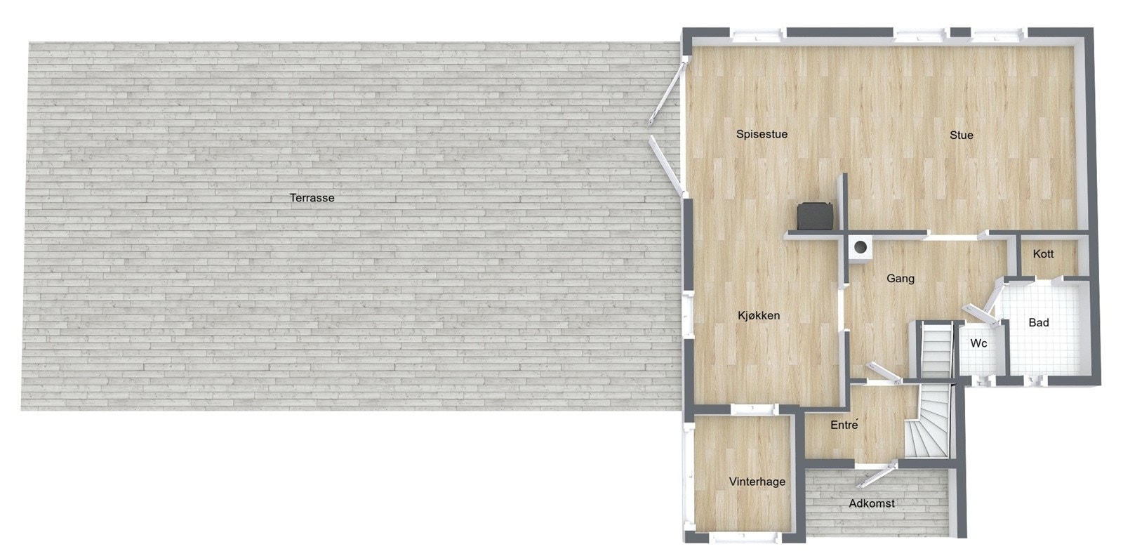 Plantegning 1. etasje Galleribilde