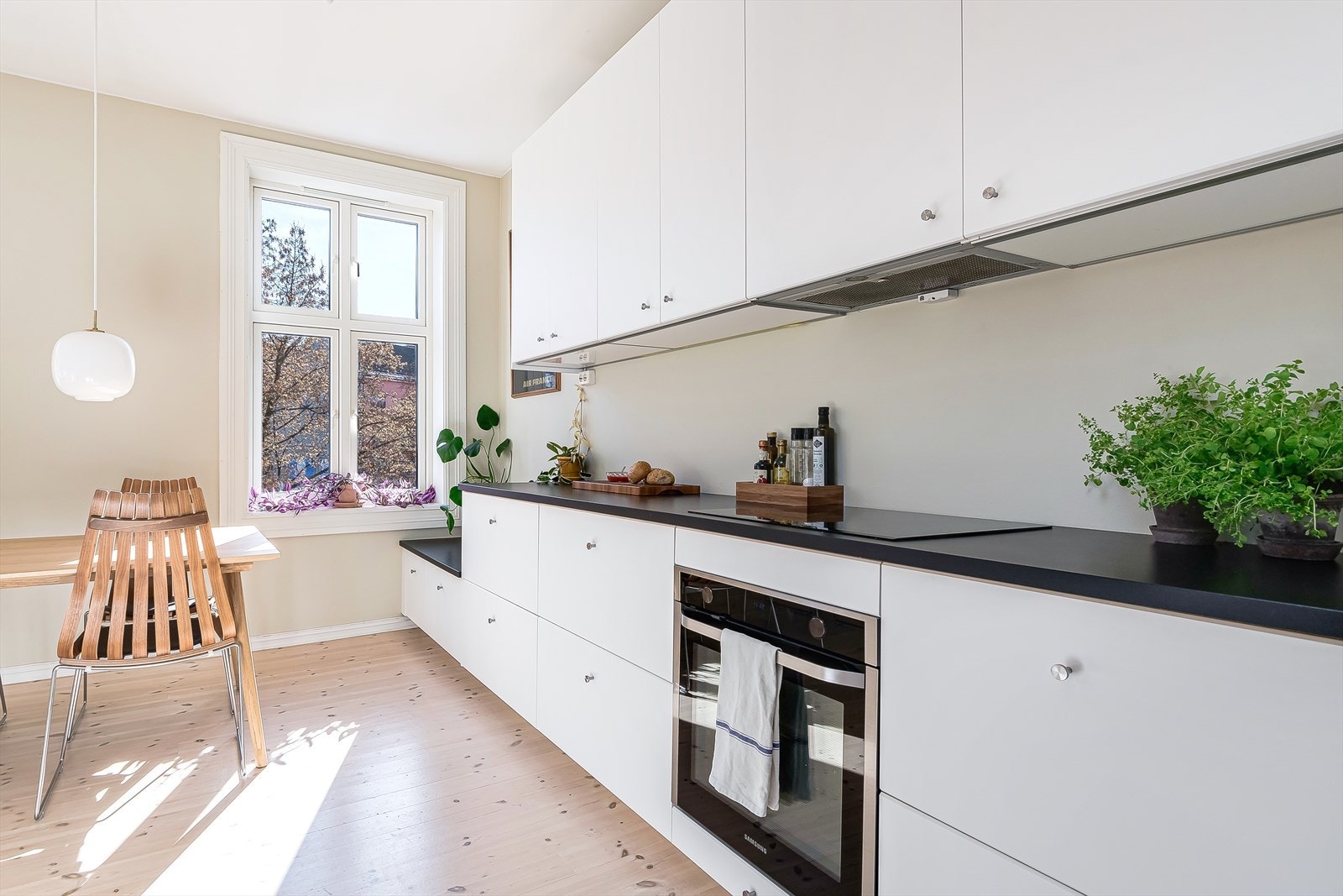 Kjøkkenet er godt utstyrt med mye skap- og benkeplass. Galleribilde