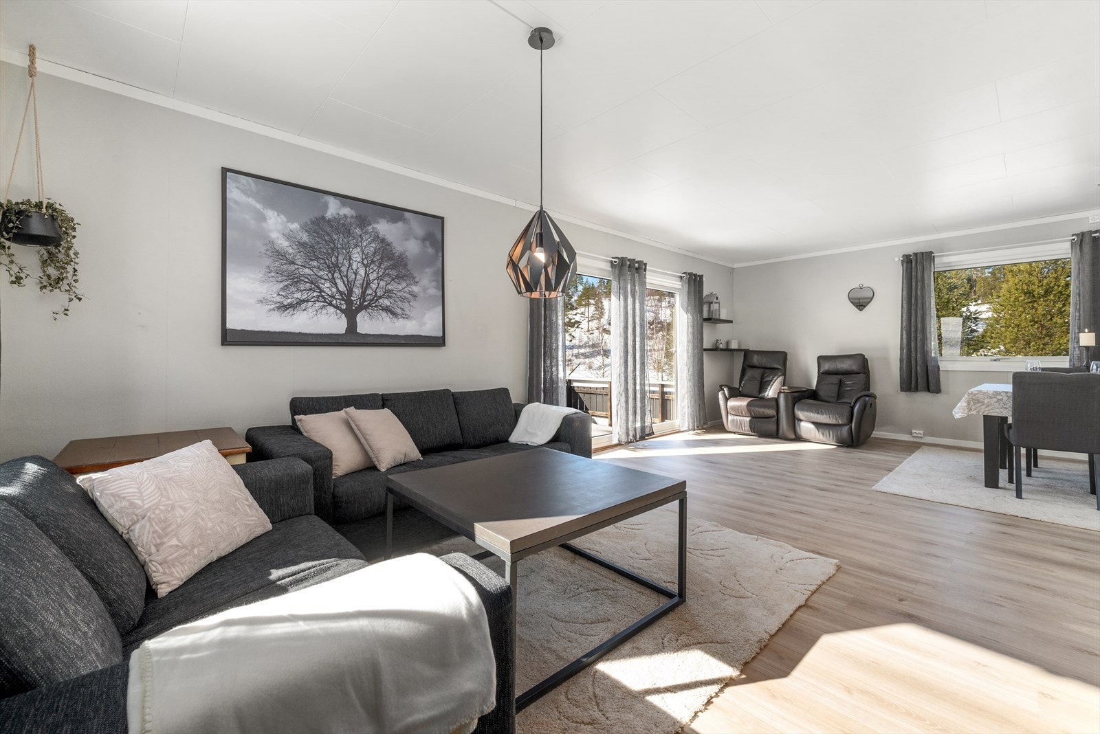 De gode vindusflatene sørger for mye naturlig lys inne i boligen Galleribilde