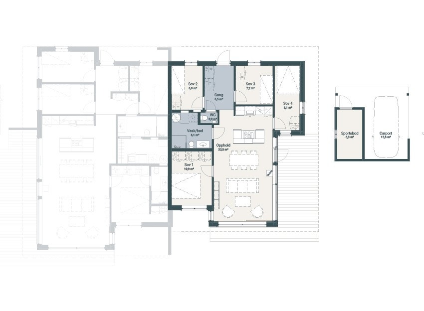 Fridalen Hemsedal planskisse hus P bolig 31 på 84 m². Galleribilde
