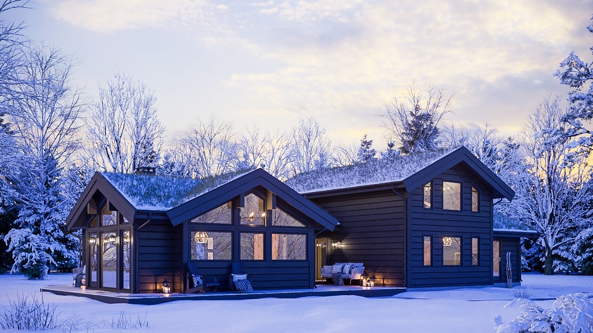 3-D illustrasjon 4 av prosjektert hytte Galleribilde