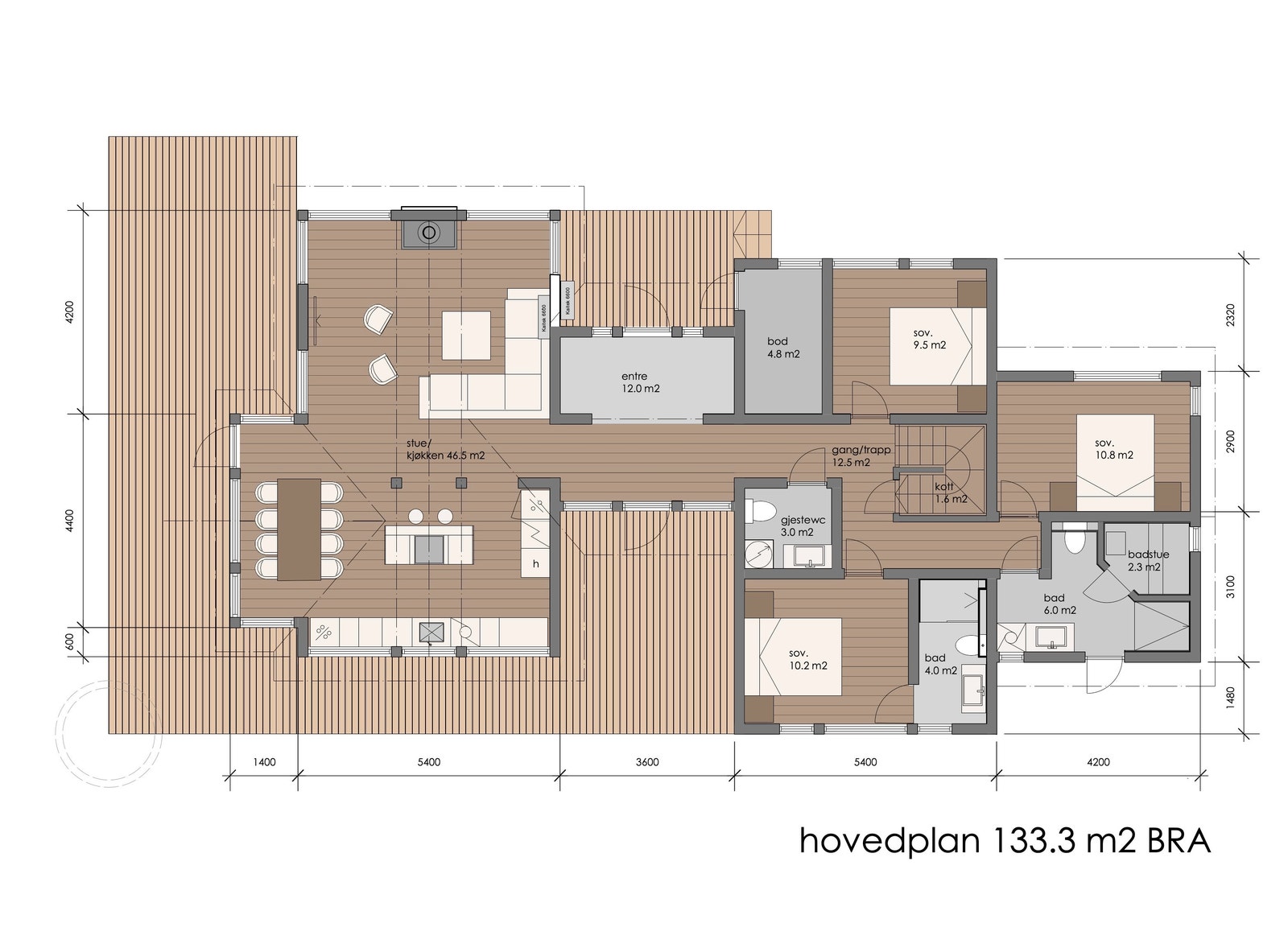 Hovedplan prosjektert hytte Galleribilde