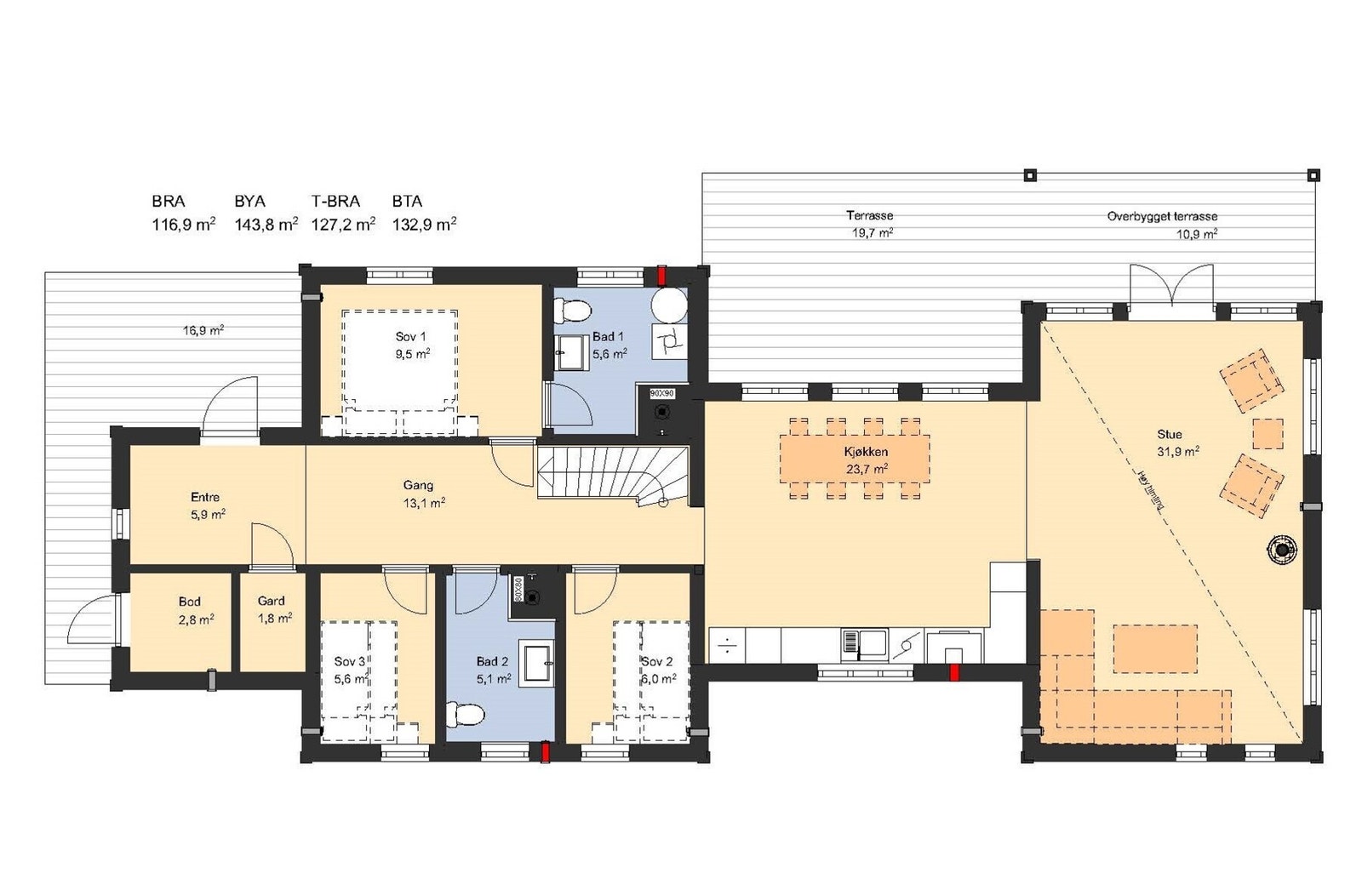Plantegning hovedplan Storeble Panorama med hems Galleribilde