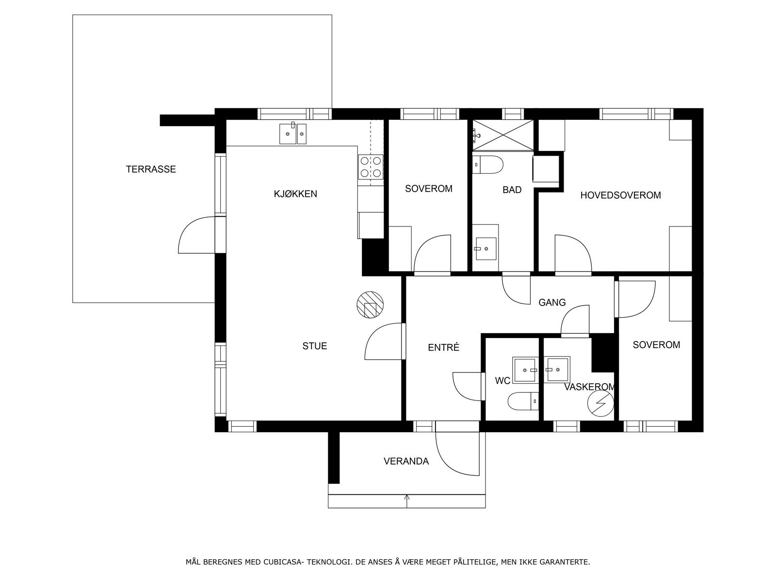 Planskisse. Det er også bod utvendig + carport Galleribilde