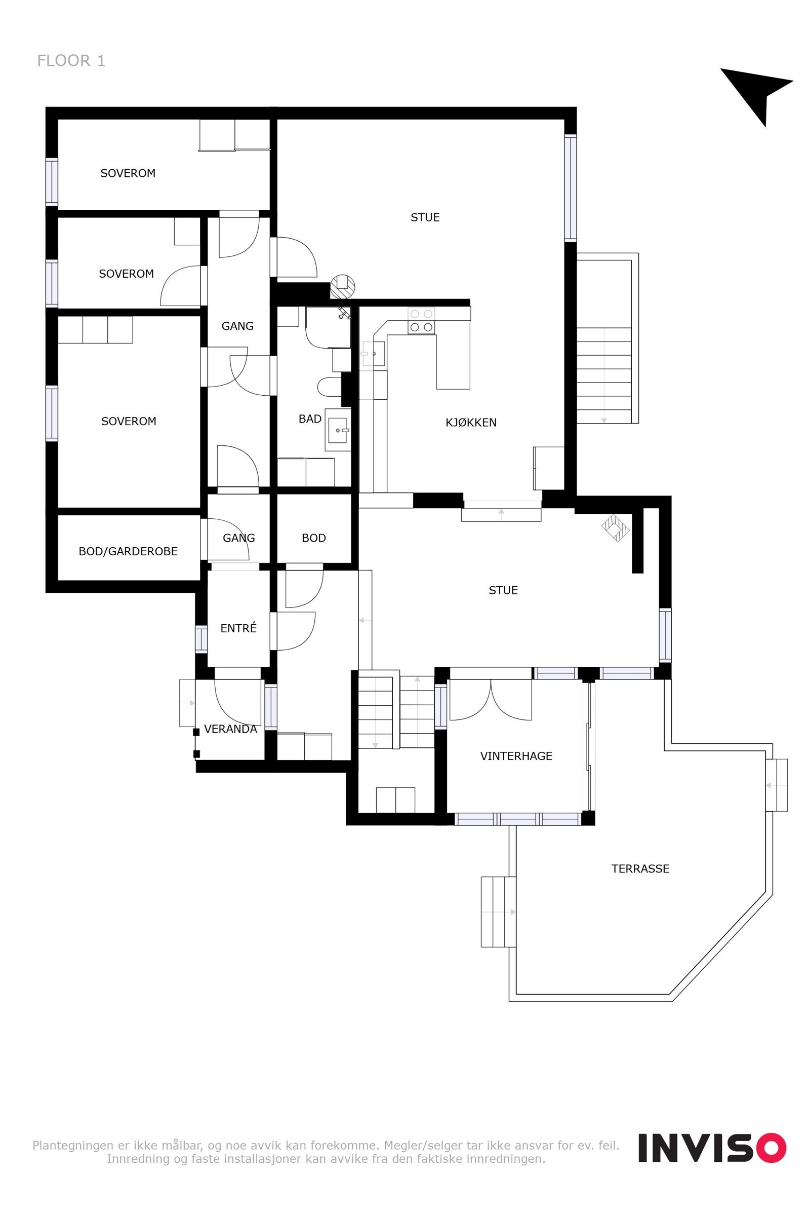 Plantegning 1. etasje Galleribilde