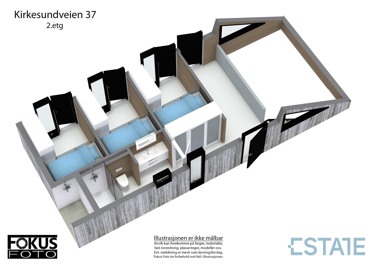 Estate 3D-tegning - 2. etg Galleribilde