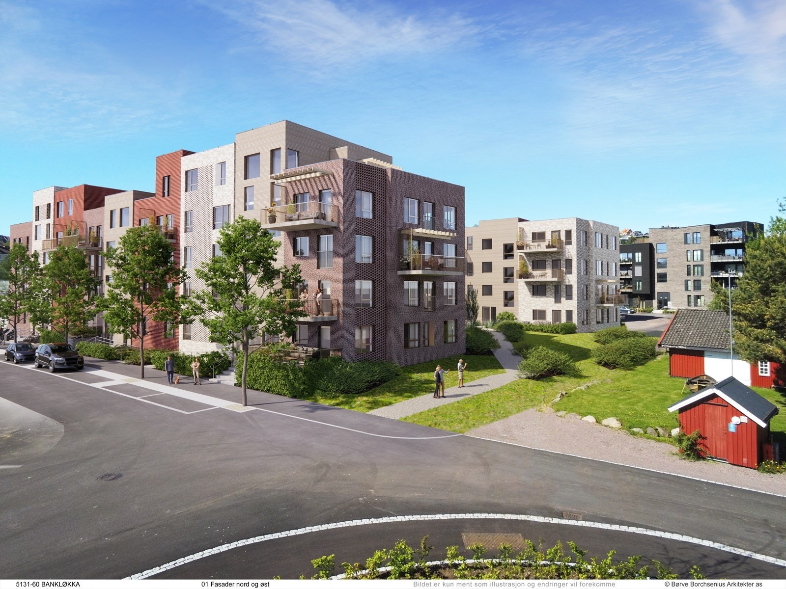 Bankløkka borettslag sett fra vannet og innover. Galleribilde