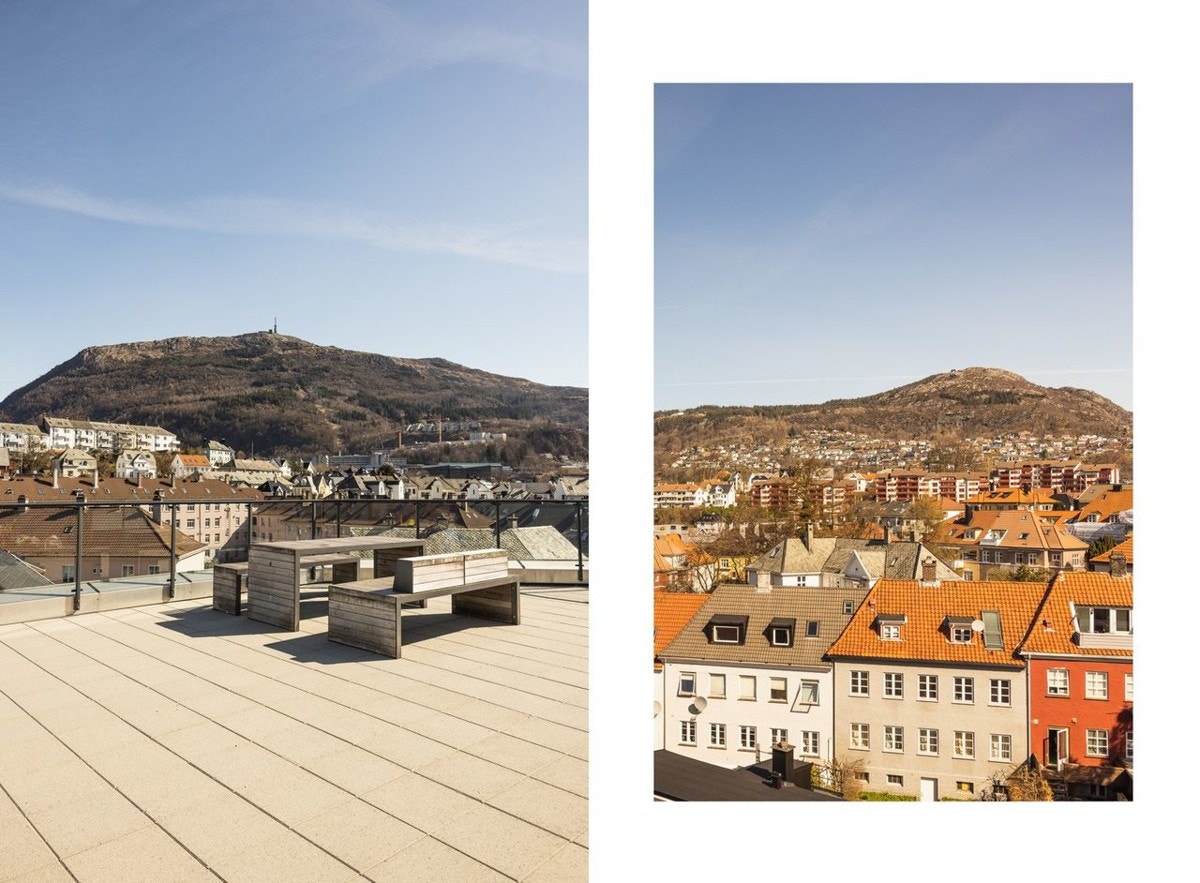 Her har man gode solforhold og fin utsikt opp mot bergensfjellene! Galleribilde